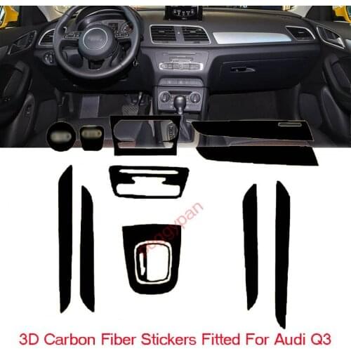 Car-Styling New 3D Carbon Fiber Car Interior Center Console Color Change Molding Sticker Decals For Audi Q3