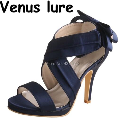 22 Colors Bridal Made Shoes Open Toe Navy Wedding Shoes Sandals with Zipper