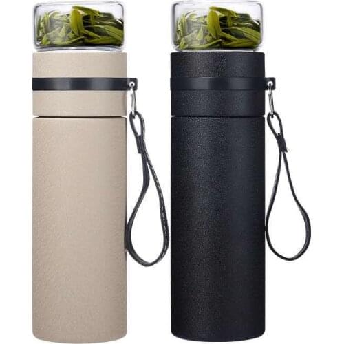 400ML Thermos Bottle Stainless Steel Vacuum Flask Tea Cup With Filter Business Water Bottle With Rope Portable Car Travel Mug