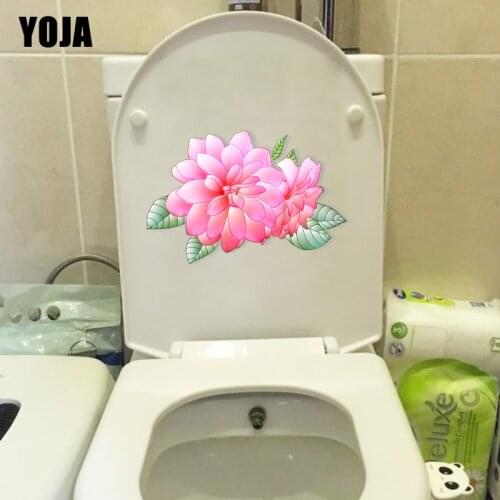 YOJA 22.8*15.3CM Pink Flower Girl Bedroom Wall Sticker Decal Home Room WC Toilet Decor T1-0649