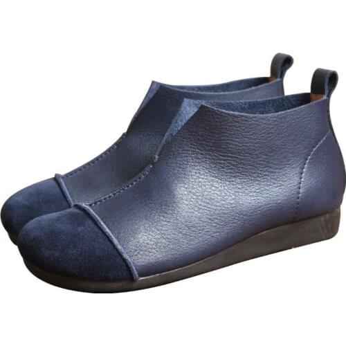 2020 new breathable genuine leather flats Slip On Round Toe Classics fashion Office & Career Comfortable shoes for women Blue