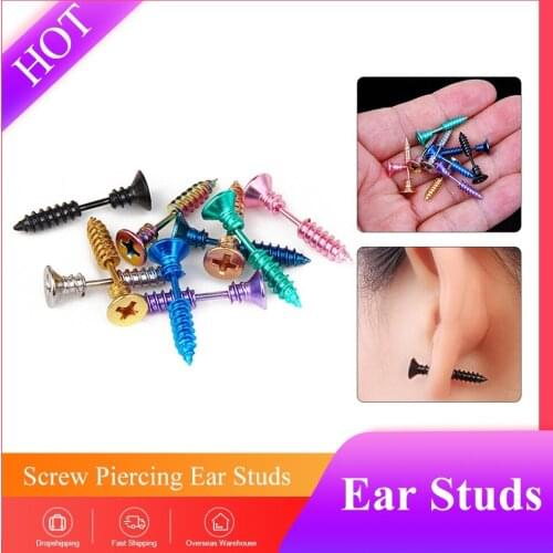 1 Pcs Pierced Earrings Hypoallergenic Titanium Steel Screw Anti-allergic Halloween Daily Wearable Women Ladies Gift Stud Earring