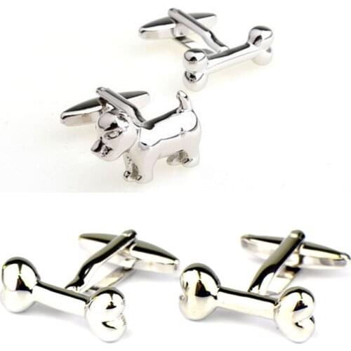 10pairs/lot Cute Little Puppy Dog And Bone Cufflinks Copper Plating Cuff Link Mens Jewelry Accessory Wholesale