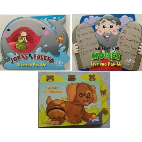 3 Books Parent Child Kids Toddler Trottie Baby Portuguese Book Early Education Cute Picture Story 3D Cardboard Libros Age 0 - 3