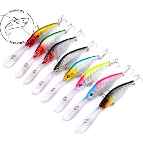 8PCS/Set Ocean Lure Fishing Laser Crank Bait 11cm 9.2g Plastic Artificial Floating Hard Baits Wobblers Lake Sea Fish Tackles