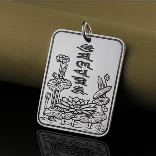 999 Sterling Silver Jewelry Pendant Necklaces Vintage Handmade Lotus Sutra Pendants Jewelry For Women&Men Fine Jewelry