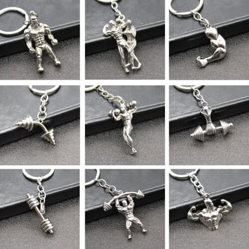 Fitness Master Keychain Sports Fitness Metal Key chain Creative Small Gift for Mens European and American Jewelry Keychain