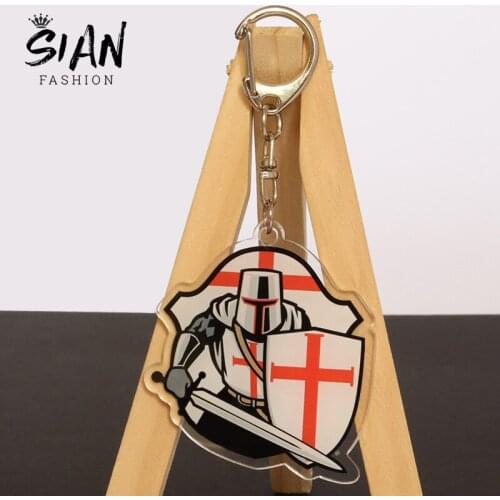Knights Templar Cross Anime Keychain Christ Soldiers Double-side Acrylic Keyring Accessories Bag Pendant Key Chain Gift Souvenir