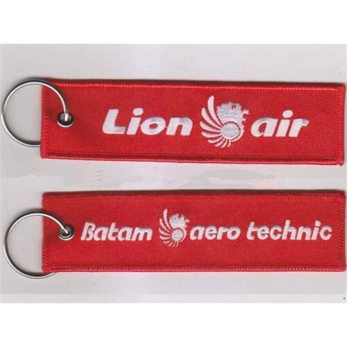 Lion Air Batam Aero Technic Embroidery Keychain Custom Logo Key Chain