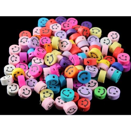 100pcs 50pcs Polymer Clay Beads Mixed Fruit Flower Smile Beads Spacer Bead DIY Phone Chain Pendant Jewelry Making Accessories