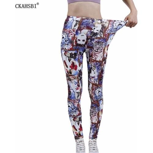 CKAHSBI Yoga Pants Women Beauty Graffiti Printed Workout Leggins Ladies Sexy Legging Plus Size Exercise Trousers Plus Size Pant