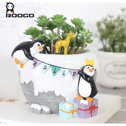 New Cartoon Animal Penguin Shape hidroponic Flower Pot Succulent Potted Home Decoration Living Room Balcony Kids Gift