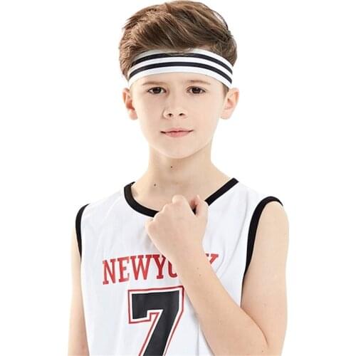 Cheap Kids Stripe Sport Sweatband Breathable Anti Split Running Boys Fitness Tenis Headband Bandana on the Head