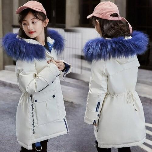 Winter Children Coats for Girls 2019 New White Duck Down Real Fox Fur Hooded Outerwear Coat Thick Warm Kids Girls Jacket BC750