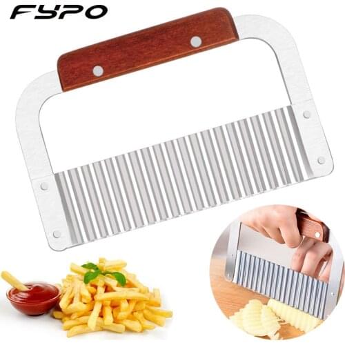 Fypo Potato Wavy French Fries Cutter Stainless Steel Potato Slicer Vegetable Chopper Veggie Slicer Kitchen Gadgets Accessories