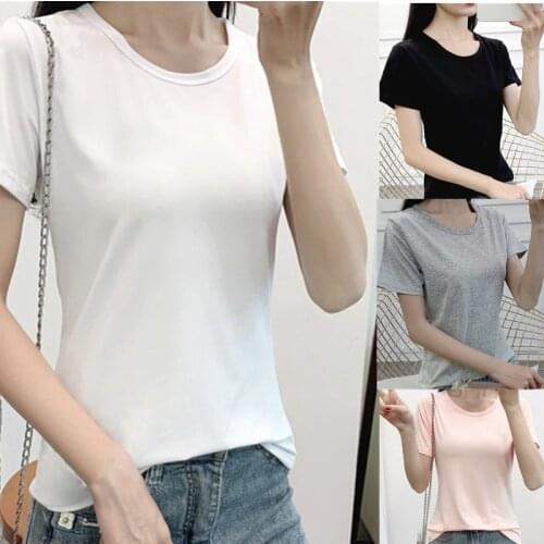 High Quality 4 Color S-2Xl Plain T Shirt Women Cotton Elastic Basic T-Shirts Female Casual Tops Short Sleeve T-Shirt Women