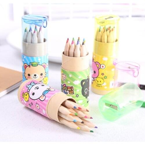 12 Pcs/lot 12 Colors Colored Pencils New Cute Wooden Writing Painting Pencils For Kids Gift School Supplies stationery