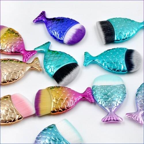 Nail Cleaning Brush Tools Mermaid Remove Dust Powder Brush Nail File Art for Manicure Pedicure Acrylic Makeup Brushes Face Care