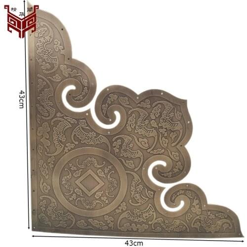 Chinese antique door sheet copper wood trim wrap angle red door corner of ancient courtyard door decoration