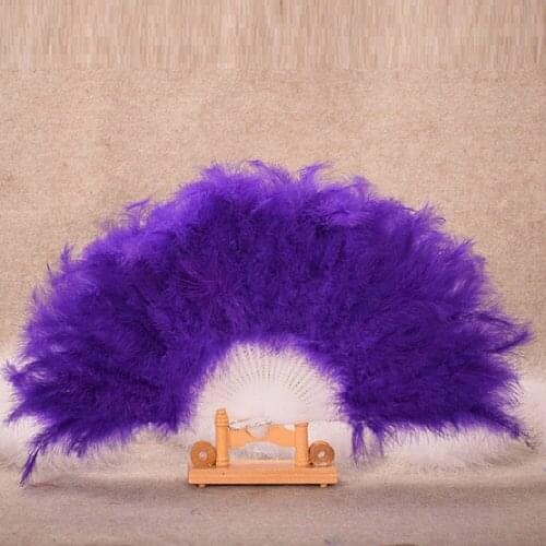 Classical Hand Fan Folding Fluff Feather Dance Fan Wedding Showgirl Dance Party Catwalk Props Decoration Elegant Hand Fans