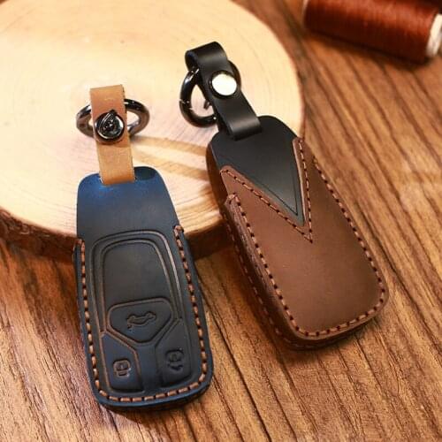Leather Car Remote Key Cover Case Shell For Audi A4 B9 A5 A6L A6 S4 S5 S7 8W Q7 4M Q5 TT TTS RS Coupe Styling Accessories