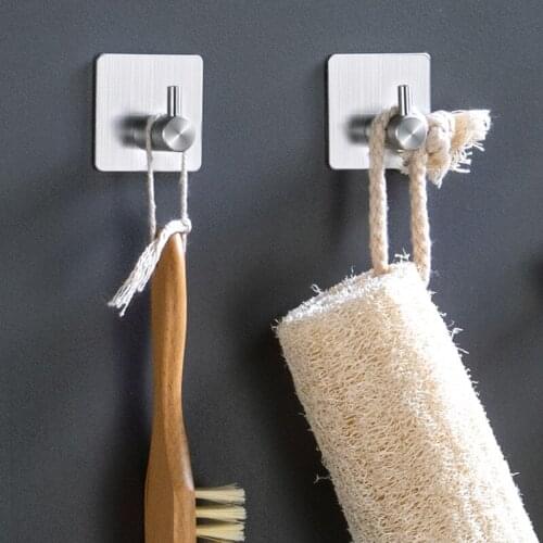 4pcs Self Adhesive Wall Hooks 304 Stainless Steel Multi-Purpose Towel Robe Hook Hanger Key Holder Multi-Purpose Storage