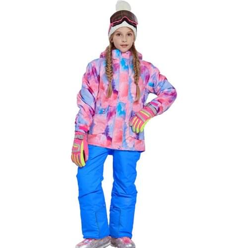 Kids Ski Suits Children Windproof Waterproof Warm Girls Snow Set Winter Skiing Snowboarding Jacket with Bib Trousers