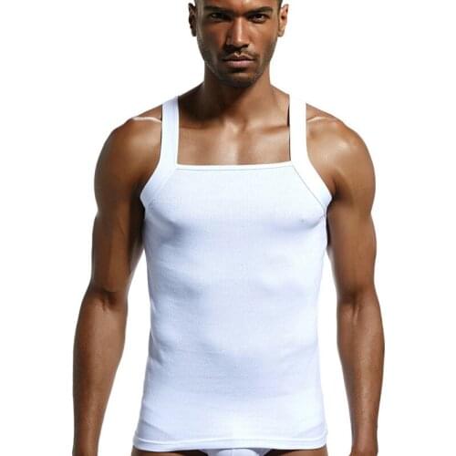Men Vests Undershirts Mens Close-Fitting Vest Fitness Elastic Leisure Breathable Hole Sweat Absorbing Solid Undershirts COTTON