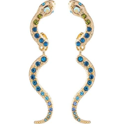 Fashion Alloy crystal snake gold color earring stud for women