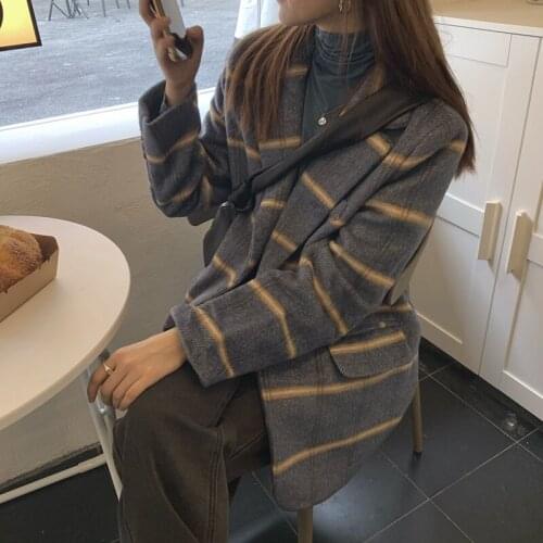 New Style Fashion Elegant Autumn and Winter Women Korean -Style Loose Casual Woolen Overcoat Jacket Coat