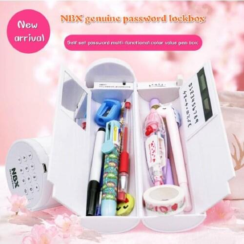 New 21cm Pencil Case Password Lock Privacy Multi Function Stationery Box Student Digital Key Calculator Stationery Box