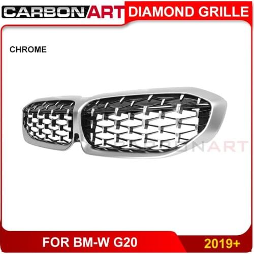G20 Front Grille Replacement ABS Kidney Grille for bm-w New 3 Series G20 2019 2020 silver edge Racing Grills