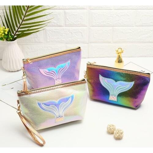 Custom Mermaid Travel Portable Makeup Bag Organizer Waterproof Cosmetic Pouch Toiletry Handbag Private Label