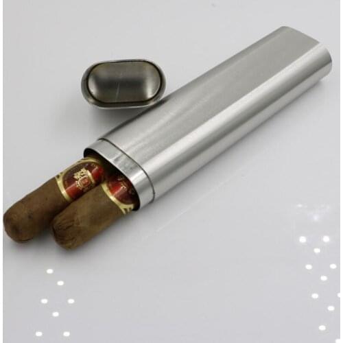 Portable Vintage Metal Cigarette Storage Box Stainless Steel Slim Cigar Case Tube