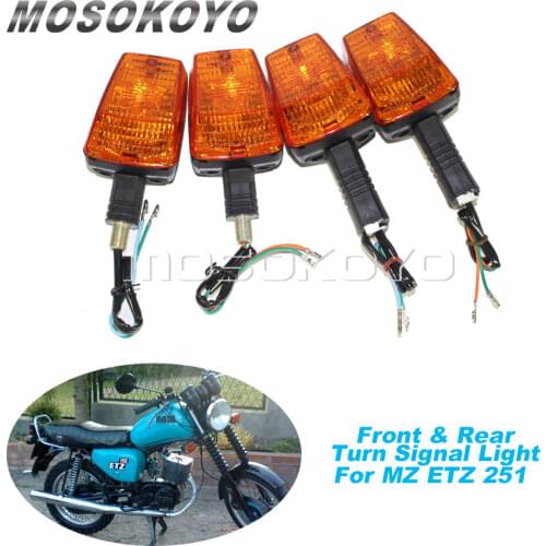 E3 SAE DOT Approved Motorcycle Turn Signal Lights 4pcs Front Rear Amber Indicator Flasher Blinker Light for MZ ETZ 251