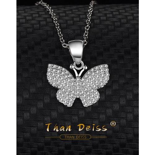 S925 Sterling Silver Butterfly Ladies Secklace Fashion Students Simplicity Clavicle Chain Jewelry Pendant