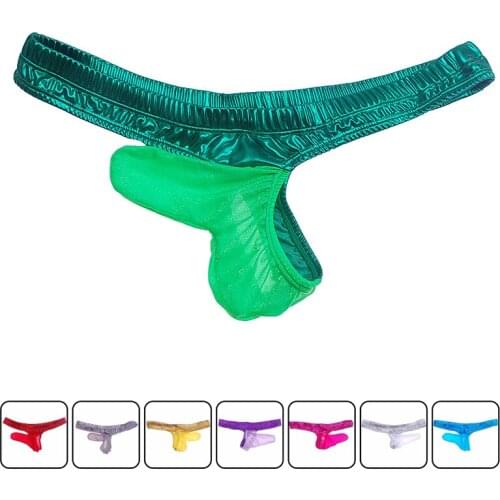Transparent Shine Underwe gay Faux Leather Patent Leather Glass Panties Thong Mens Sexy Underwear jockstrap