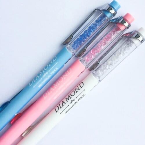 X54 3X Elegant Diamond Crystal Side Press Automatic Mechanical Pencil Writing Drawing School Office Supply Student Stationery