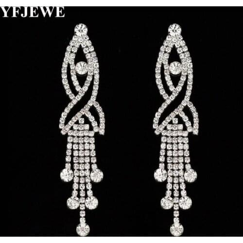 YFJEWE New Fashion Austrian Crystal sliver Plated long Tassels Drop Earrings best sell for Women Wedding Jewelry #E240