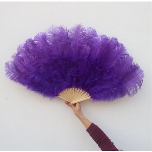 YY-tesco Purple Ostrich and Marabou Feather Fan Burlesque Showgirl & Boudoir Decorative Feather Fan Dance Party Wedding Props