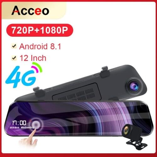 E-AC D14 12 Inch 4G Android Rearview Mirror Car DVR 1080P GPS WIFI ADAS Dash Cam Dual Lens Recorder Auto Camera Registrar DVRs