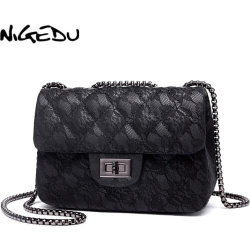 NIGEDU Women Messenger Bags Lace design Ladies Chain flap Bag female Handbags luxury Brand girls Shoulder Bags Phone wallet