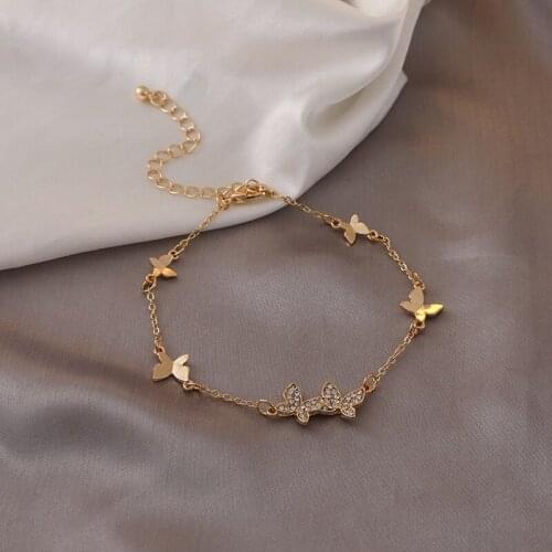 Fashion New AAA Cubic Zirconia Lucky Bracelet for Woman Shiny Crystal Butterfly Sweet Cuff Bracelet Female 2021 Jewelry Gifts