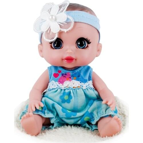 Vinyl Dolls New Fashion Mini Doll 14-16cm Cute Crying Toys Body With Chick Blue Painted Clothes DIY For Kids Birthday Gift