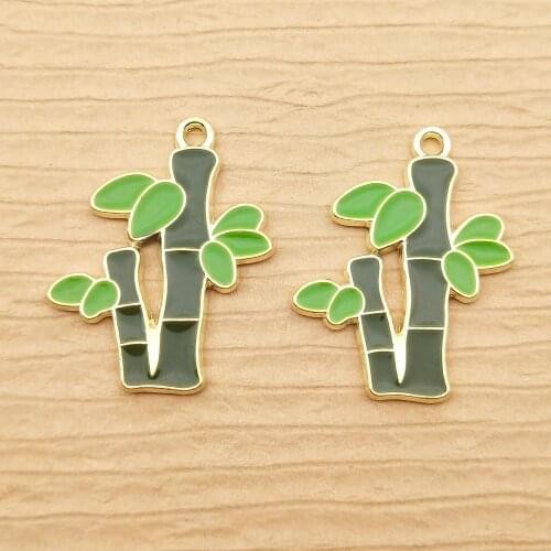 10pcs 21x26mm enamel bamboo charm for jewelry making crafting fashion earring pendant bracelet charm necklace charms diy finding