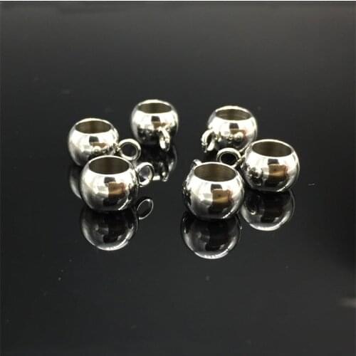 10pcs Stainless Steel Connectors Bails Beads Fit Charm Bracelet Pendant 8mm with Open Loop