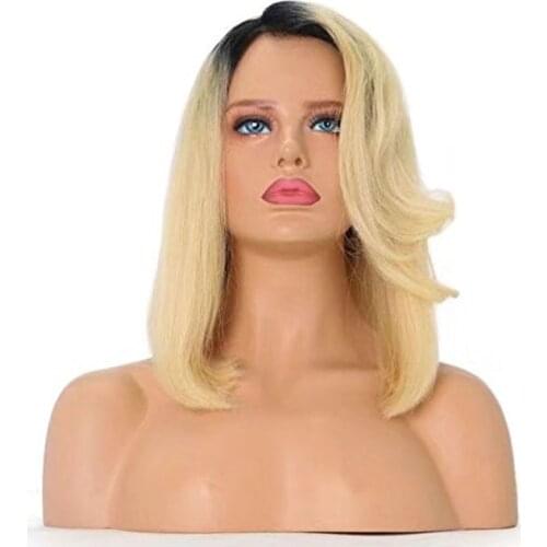 100% Real Human Hair light blonde short Straight Lace Front Wigs Lace Frontal Wig 13*4 Swiss Lace wigs for white women