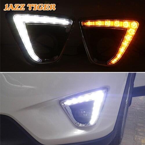 12V Daytime running lights For Mazda CX-5 CX 5 CX5 2012 2013 2014 Drl with turn signals LED For cars auto Fog lights headlights