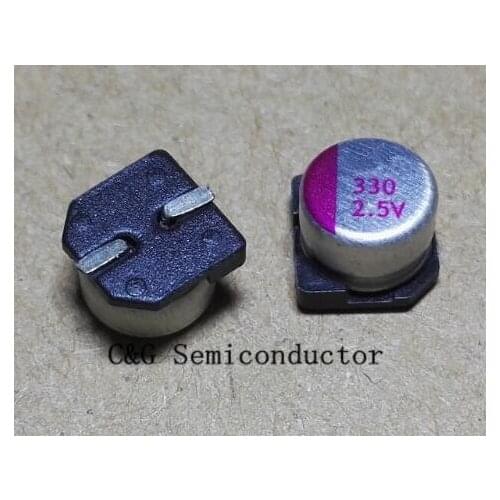20pcs smd 6x6mm 2.5V 330UF URFACE MOUNT Solid CAPACITOR for motherboard