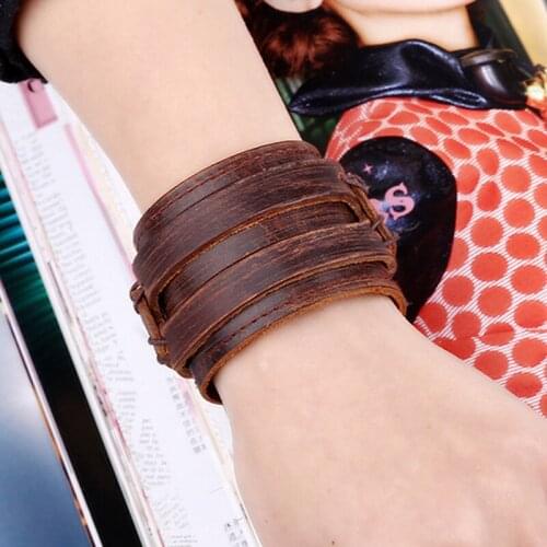 2021 Accessories Retro Punk Style Leather Bracelet Simple Multi-layer Men Jewelry European American Leather Bracelets